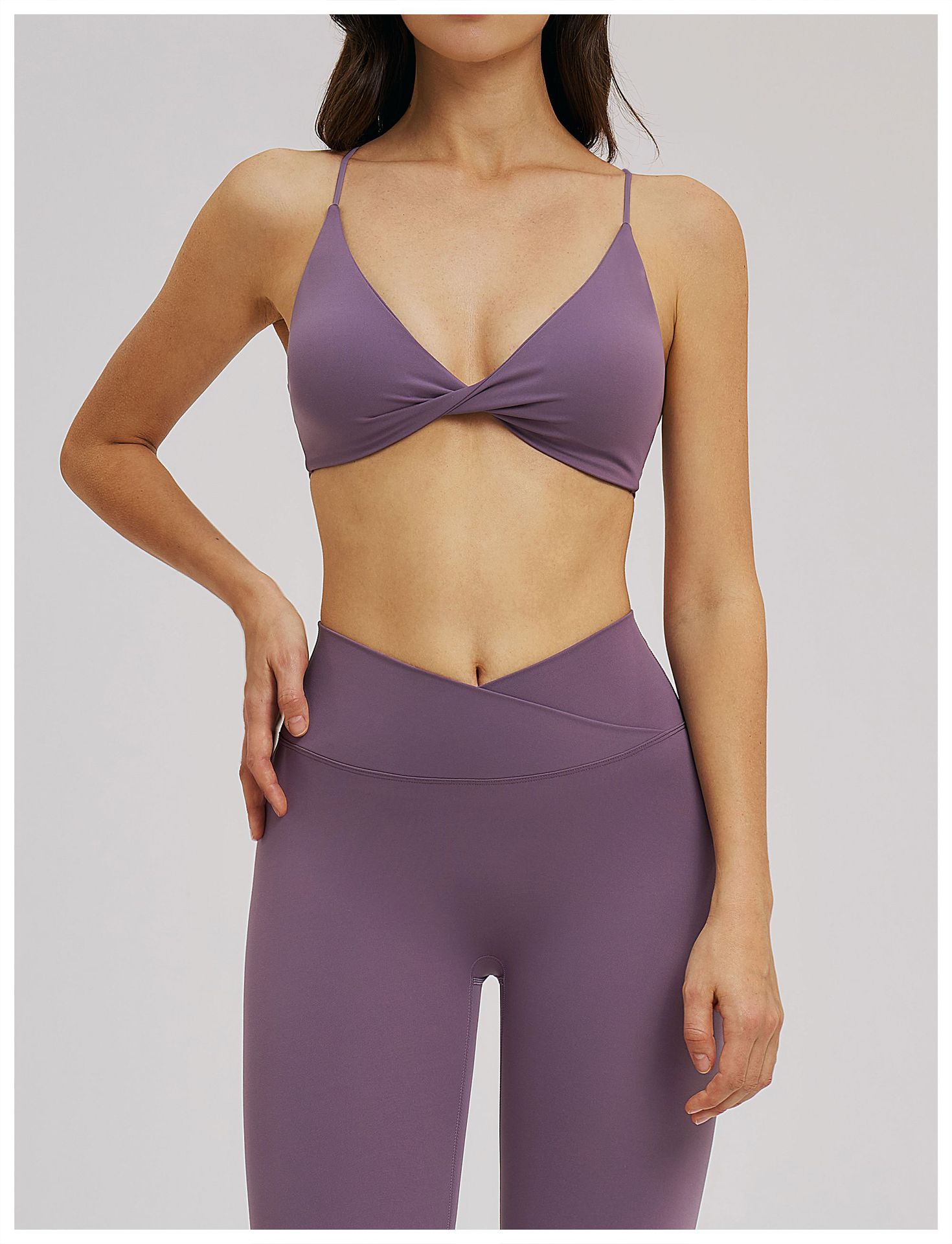 Sexy Backless V-neck Solid Color Yoga Bra EWX5544
