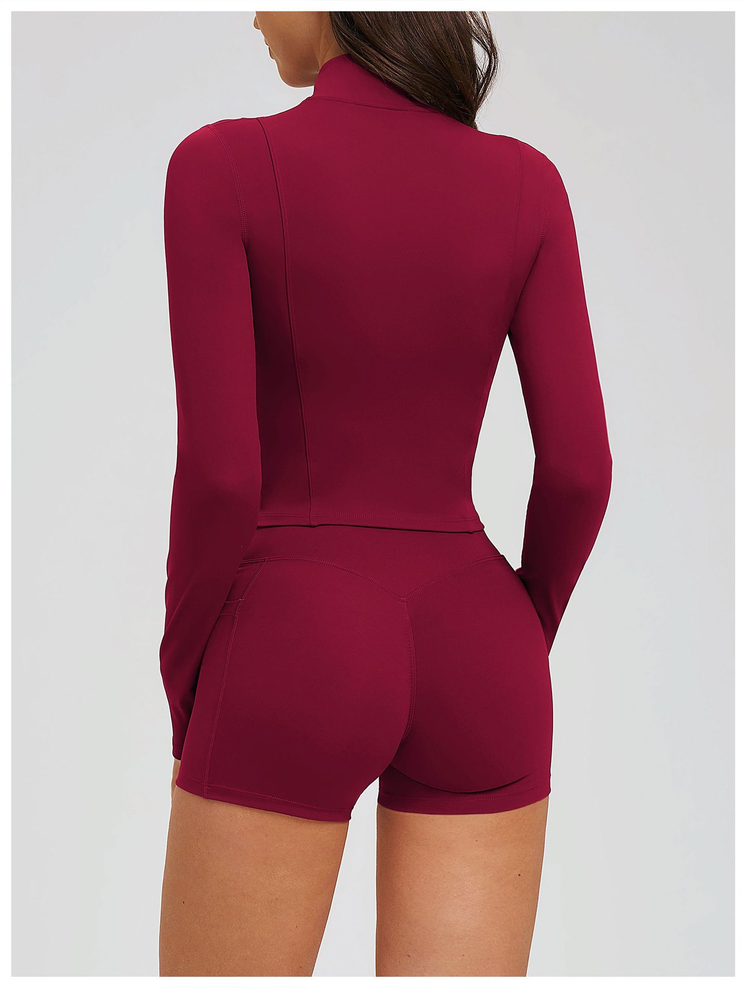 Stand-collar Zipper-Front Slim-Fit Fashion Jacket EWT2539