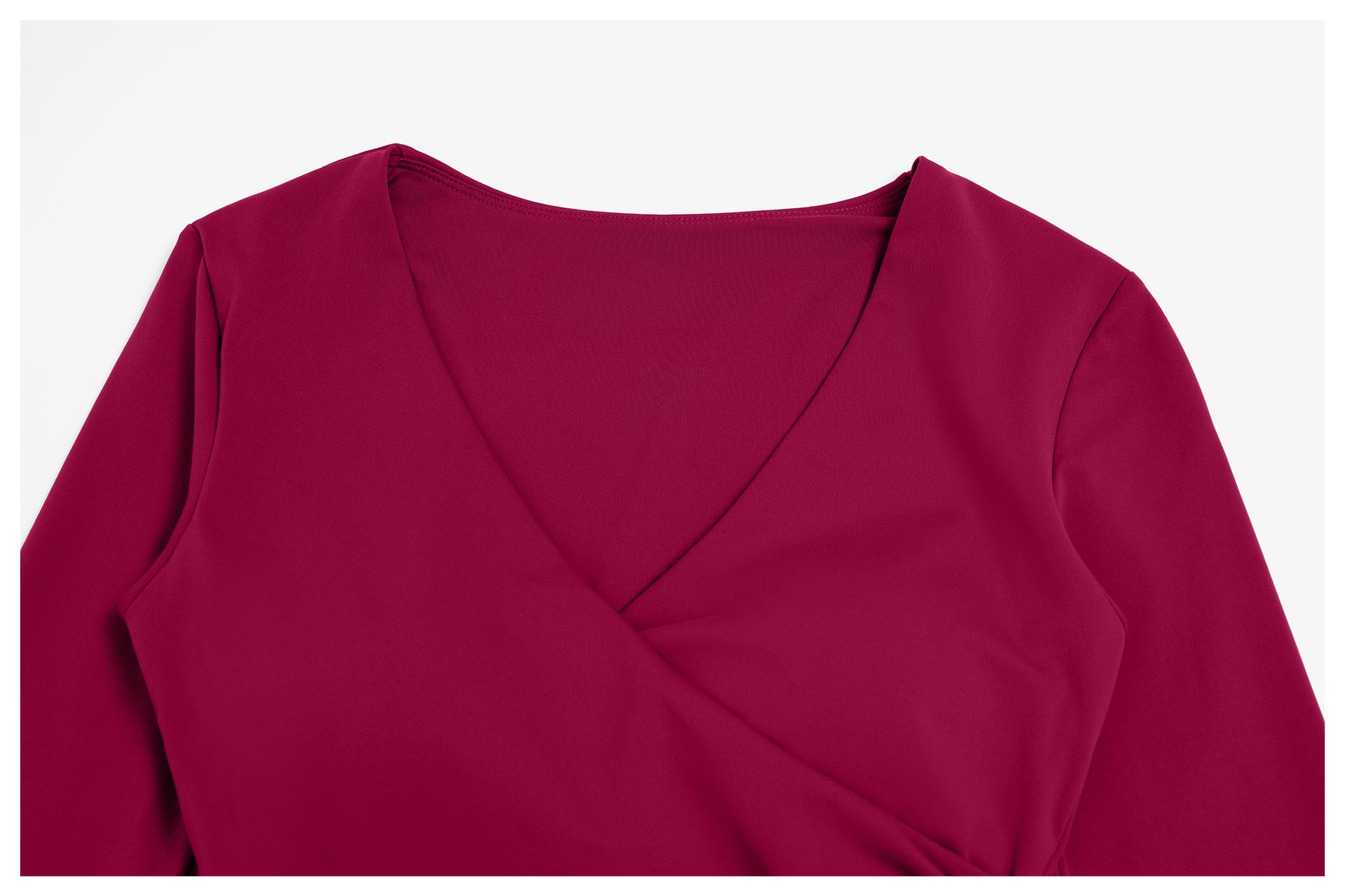 V-neck Tight Yoga Top with Long Sleeves ECX5529