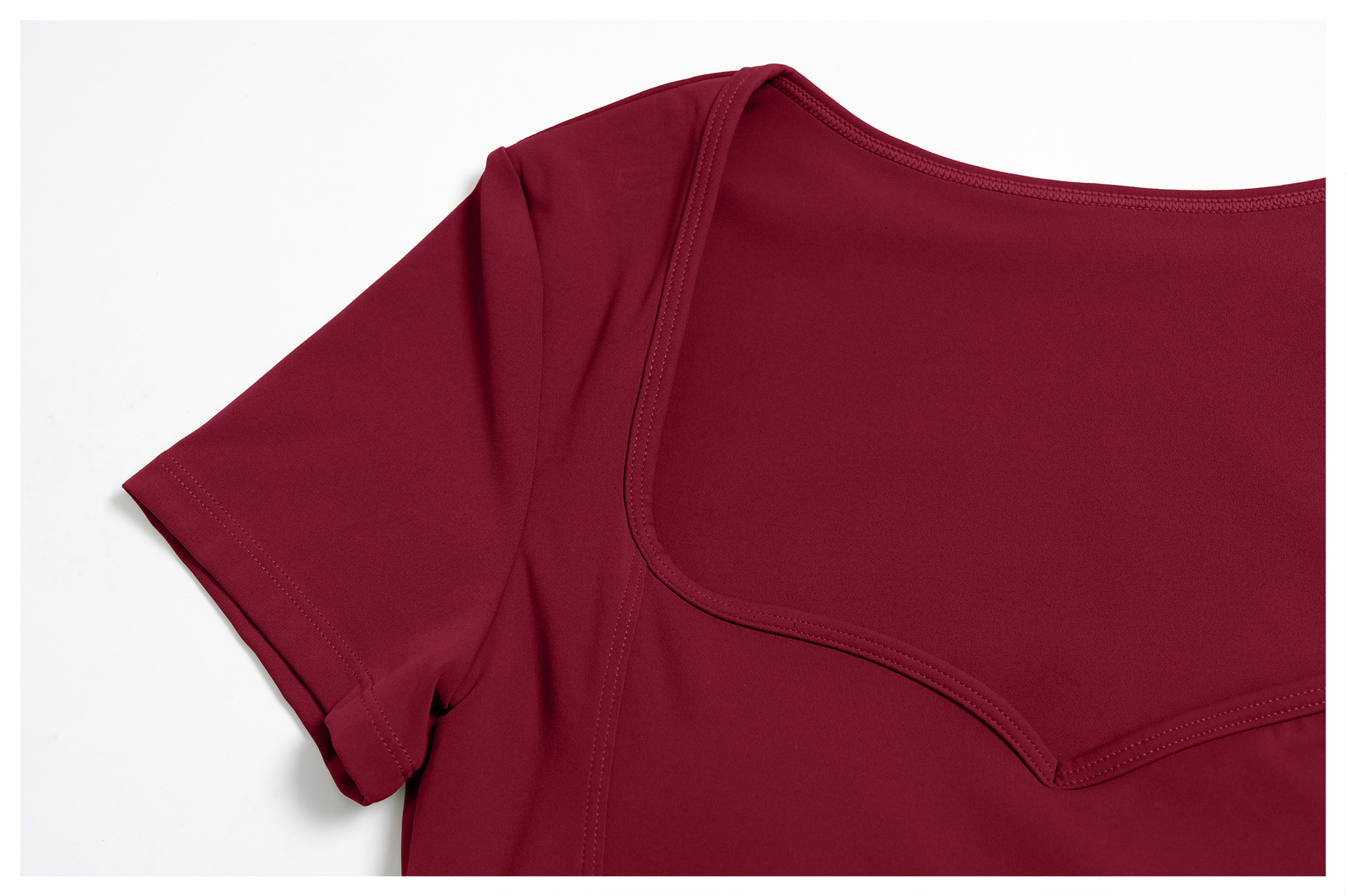 Solid Color Tight Yoga Top with Short Sleeves EDX2539