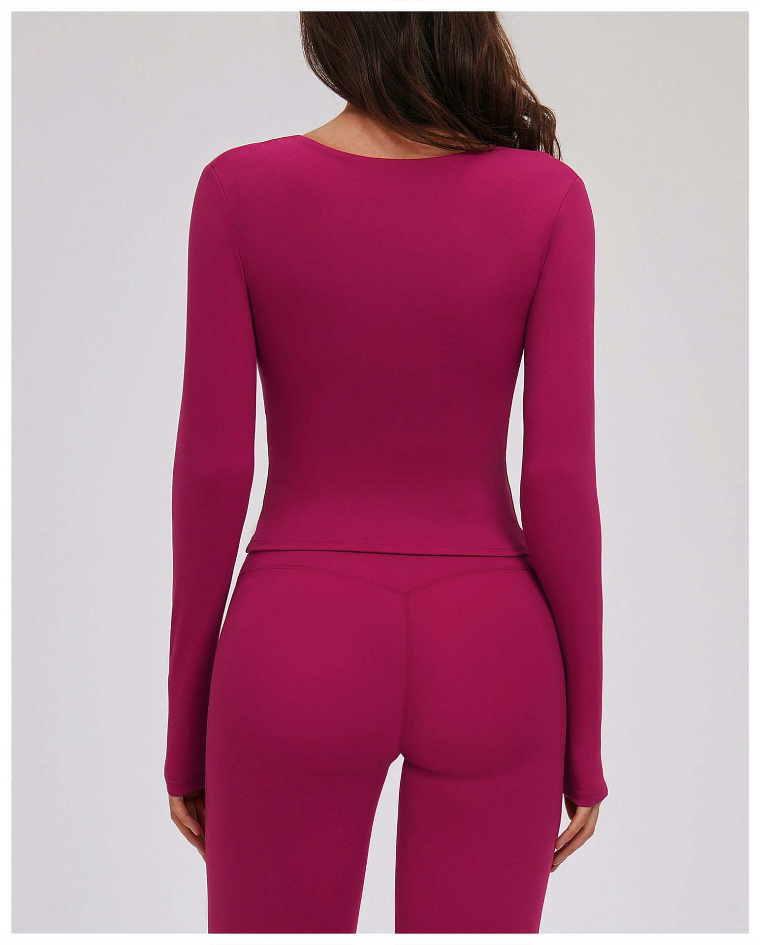 V-neck Tight Yoga Top with Long Sleeves ECX5529