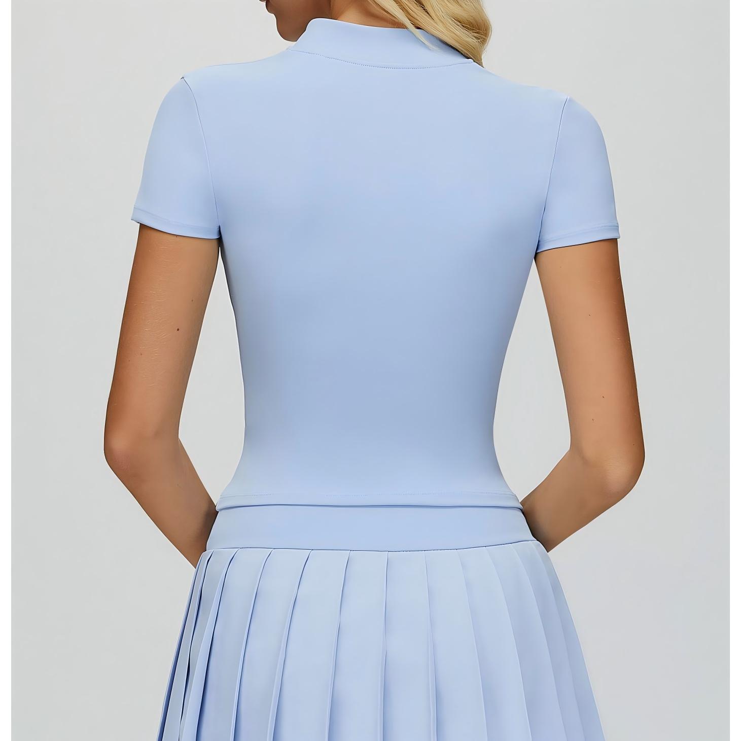 Quick Dry Tight Yoga Short-Sleeve With Zipper Shirt EDX4514