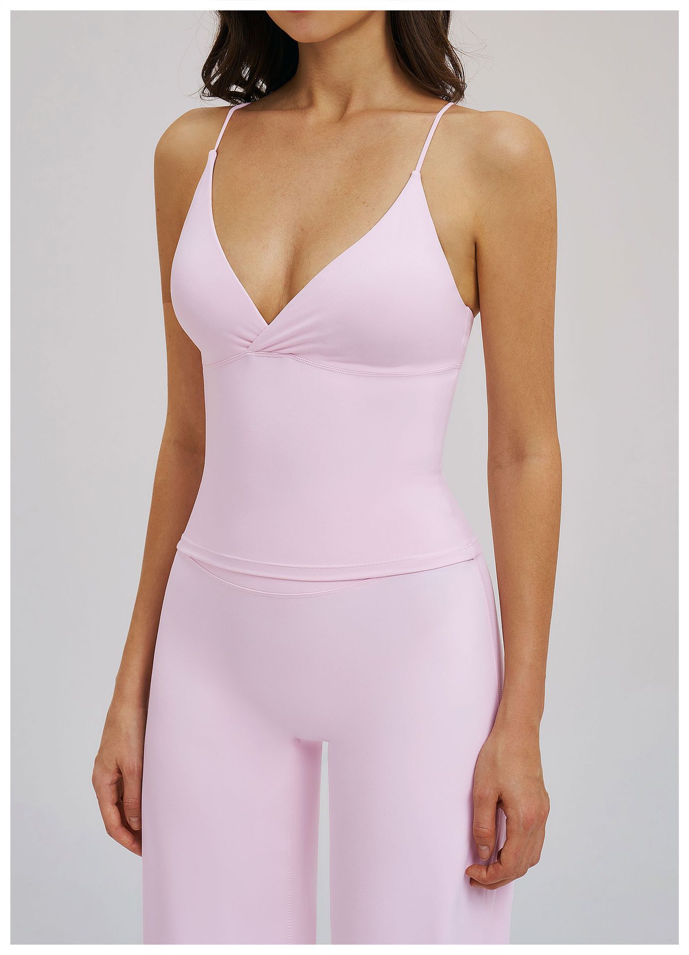 Sexy Backless V-neck Solid Color Yoga Top EBX5544