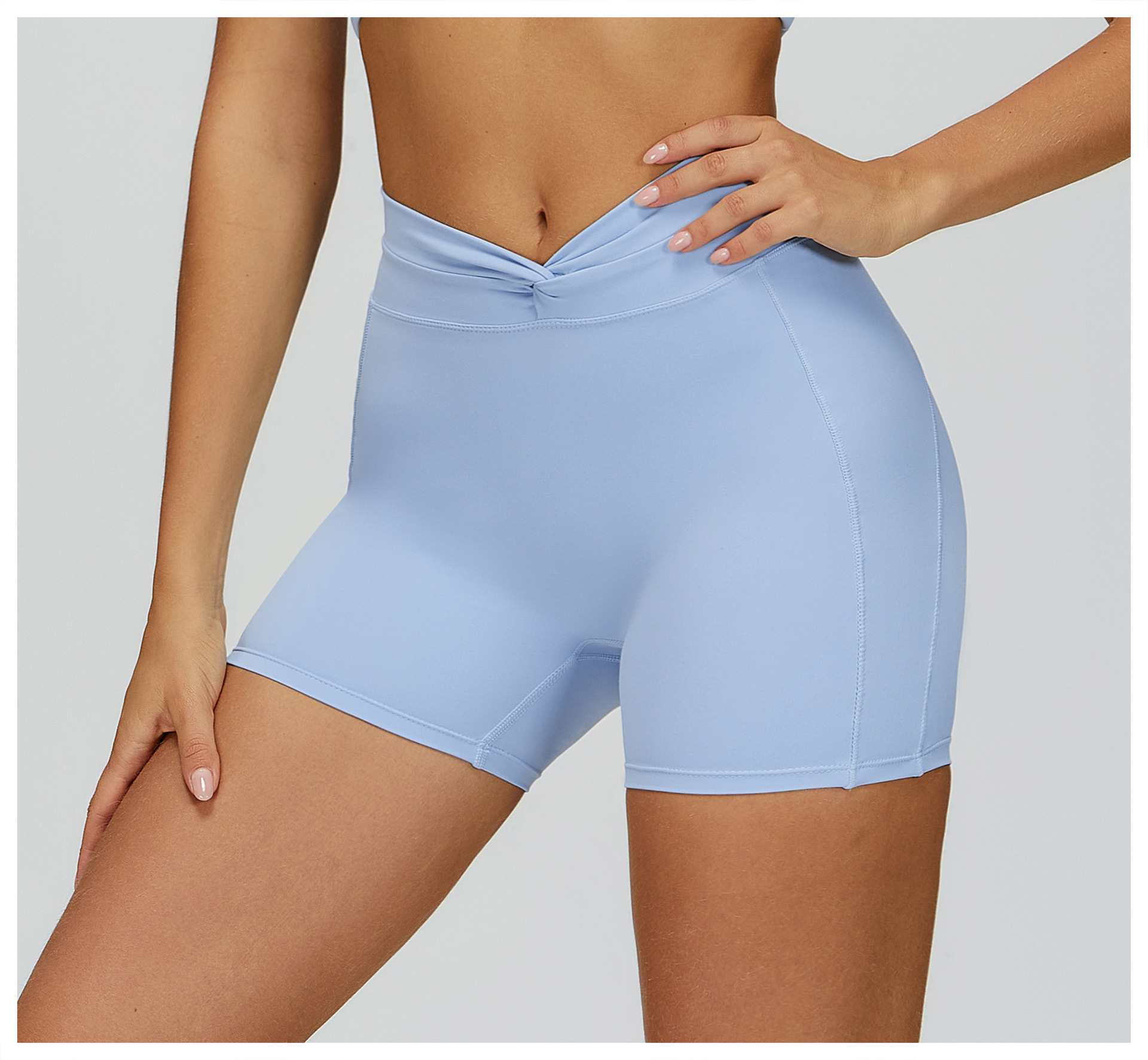 High-Waist Crisscross Waist Yoga Shorts EDK4514