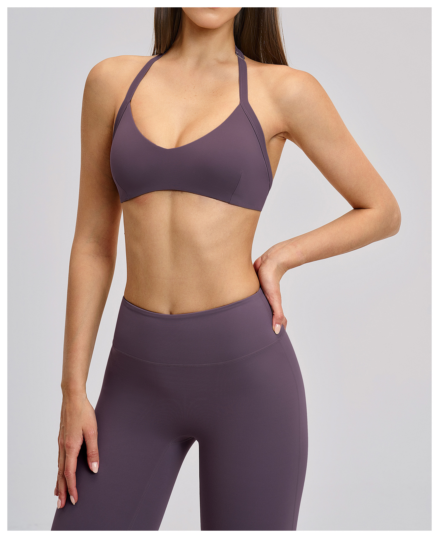 Sexy Backless V-neck Solid Color Yoga Bra 