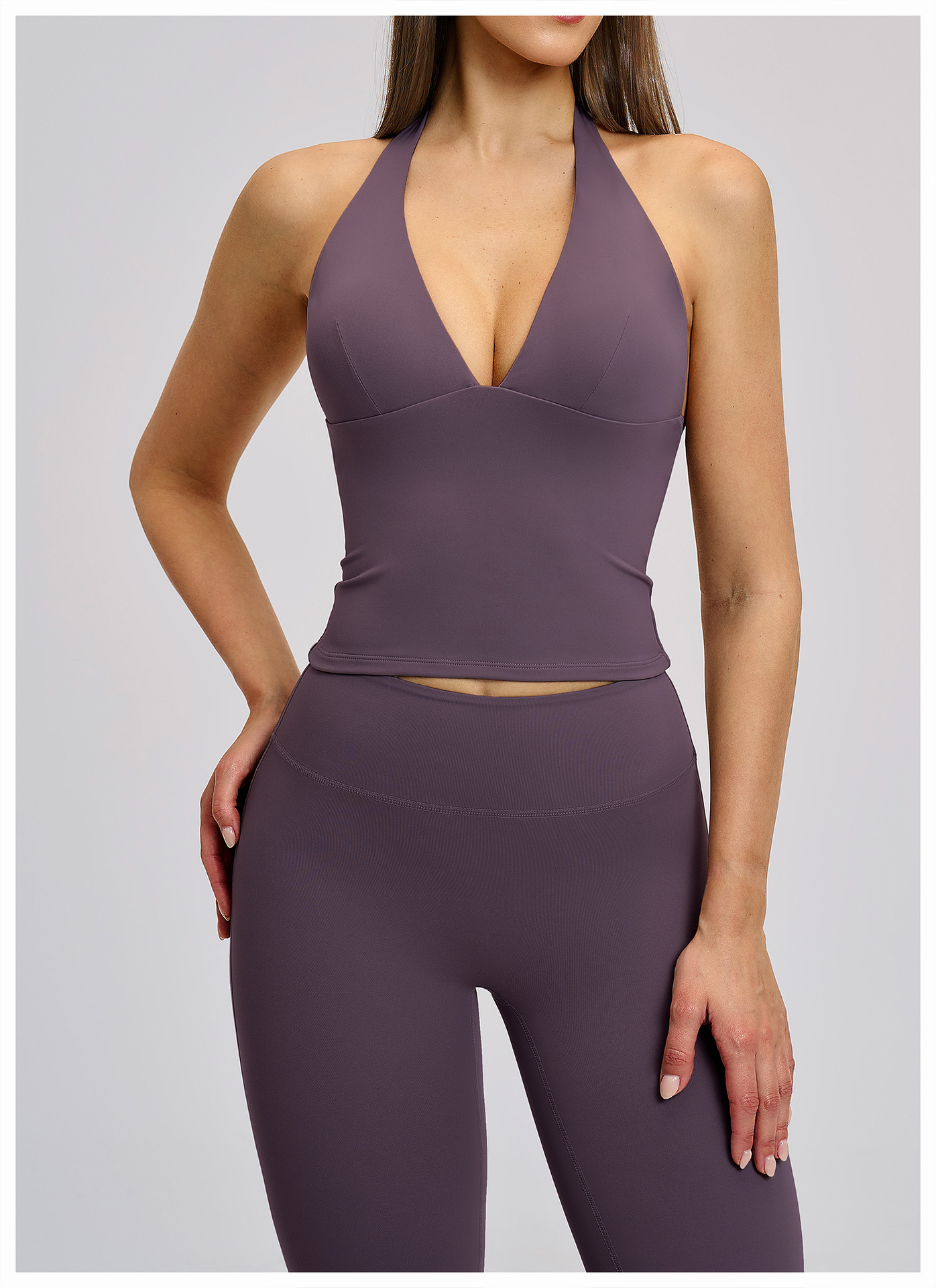 Sexy Backless V-neck Solid Color Yoga Top EBX4201