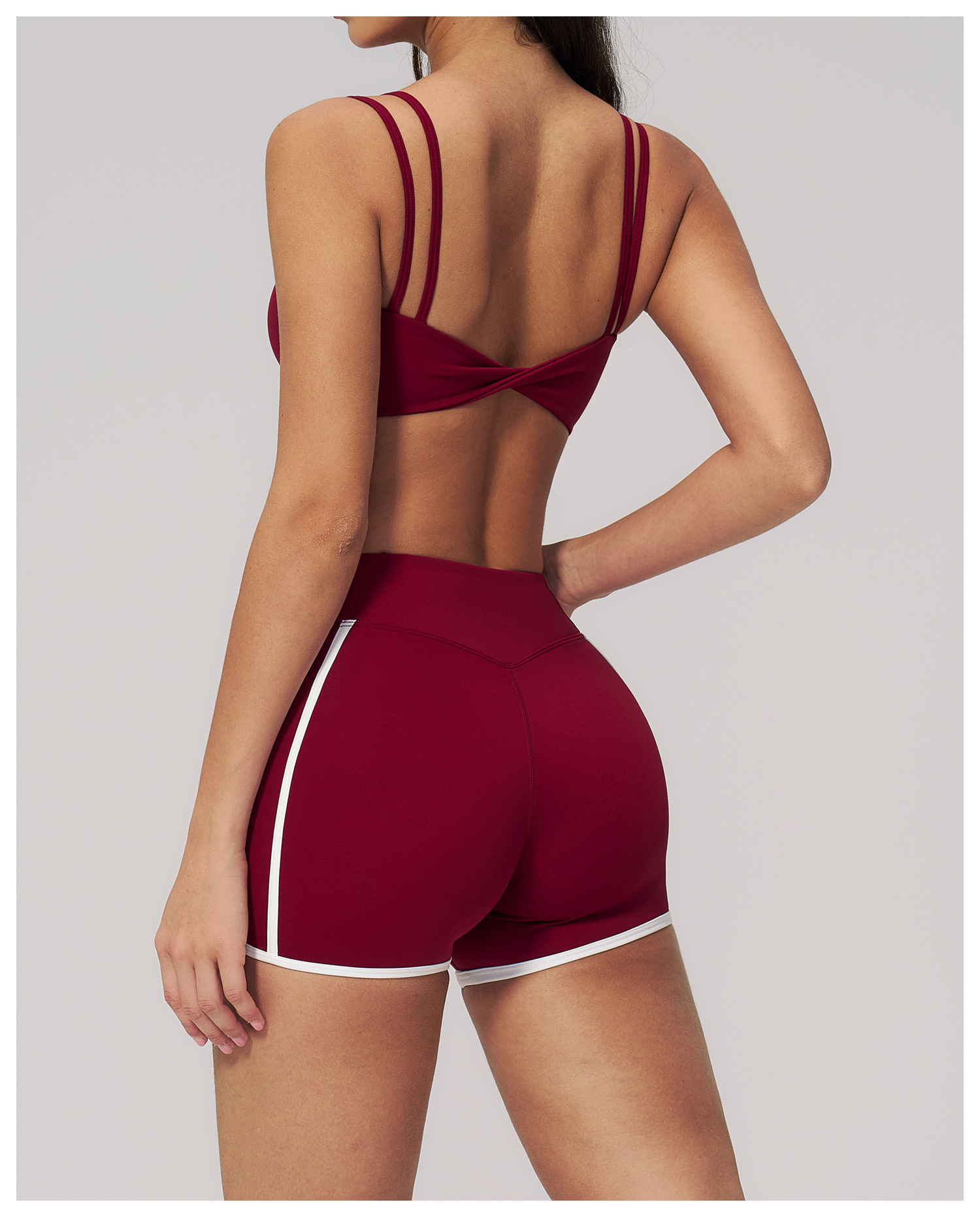 Soft Material Double-strap Solid Color Yoga Top EWX5079-1