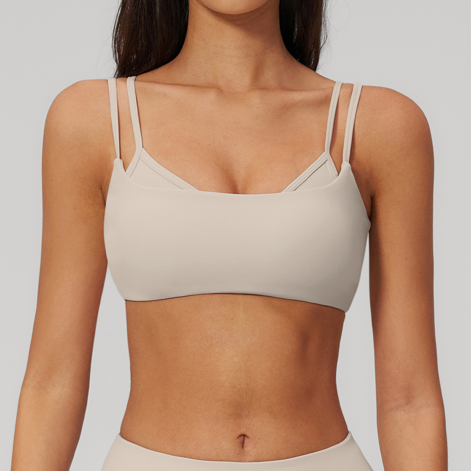 Soft Material Double-strap Solid Color Yoga Top EWX5079-1