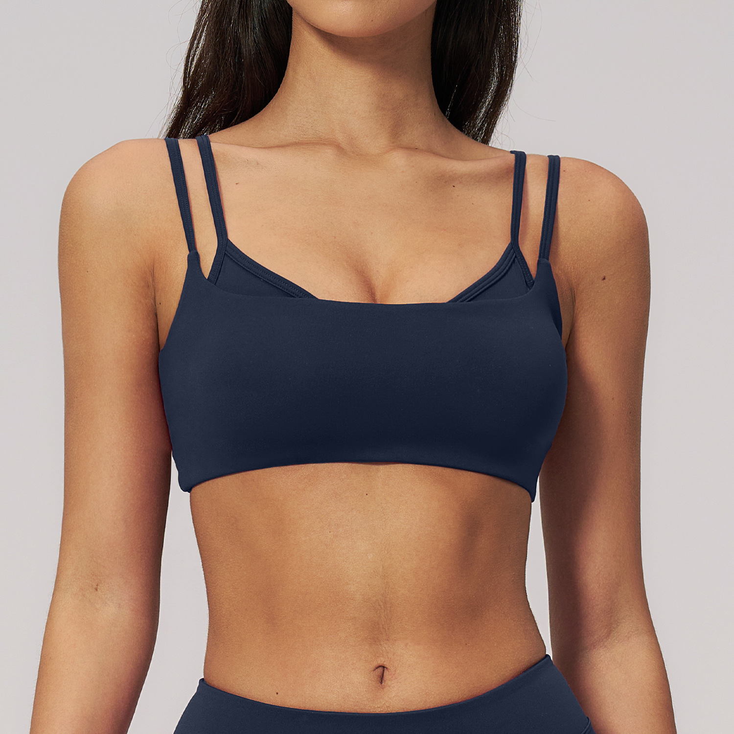 Soft Material Double-strap Solid Color Yoga Top EWX5079-1