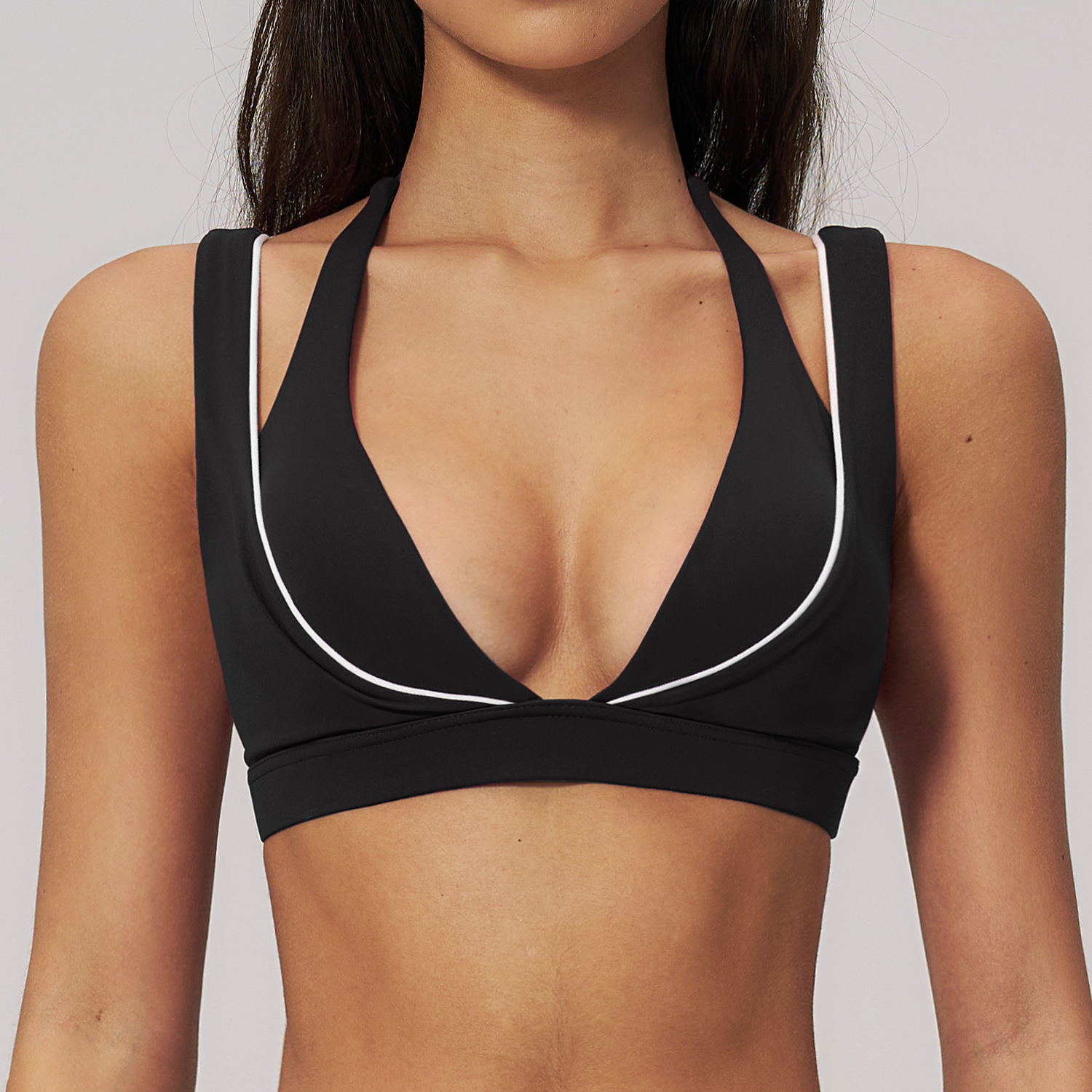 Sexy Backless V-neck Solid Color Yoga Top EWX5079-2