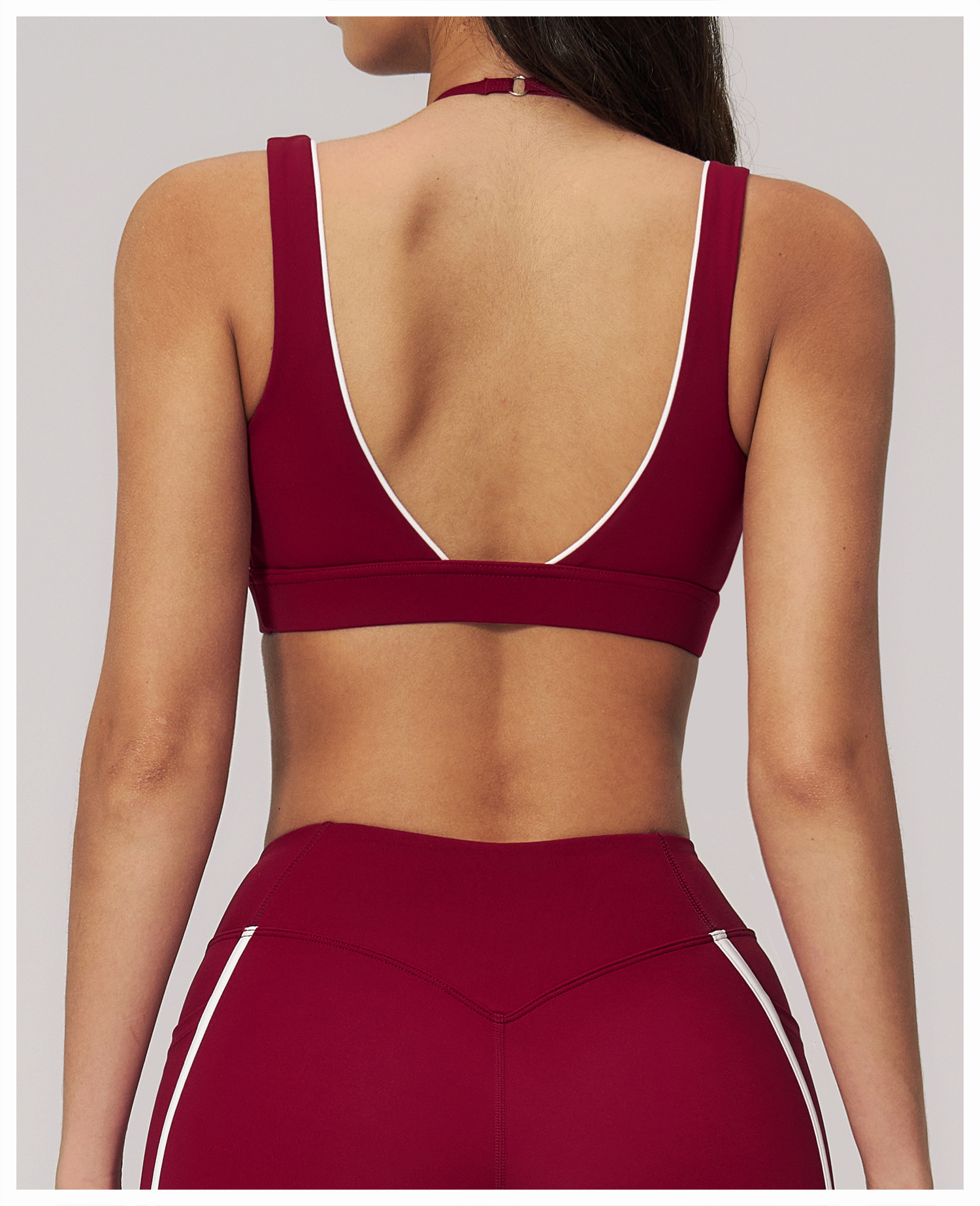 Sexy Backless V-neck Solid Color Yoga Top EWX5079-2