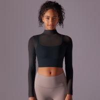 Mesh Long-sleeved Semi-high Neck Yoga Wear 7032