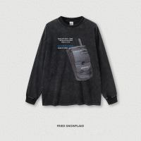 Vintage Flip Phone Printed Crewneck Long Sleeve BE5762