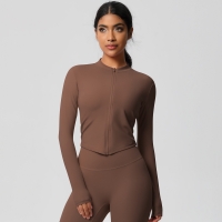 Tight-fitting Zip-up Coat Quick-drying Breathable Yoga Wear Top 7106
