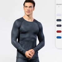 Men's Stretchy Sweat-Wicking Quick-Dry Fitness Long-Sleeved Shirt 4029