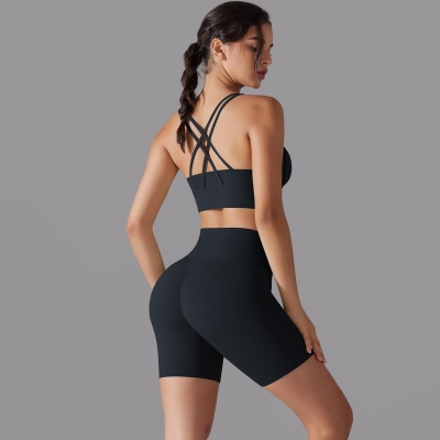  Spaghetti Straps Backless Hip-Lifting Sportswear Set 7001