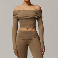 Off-the-shoulder Long-sleeved Yoga Wear 9152