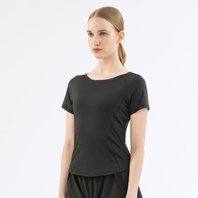 Mesh-Paneled Breathable Quick-Dry Yoga Short Sleeve  DS264