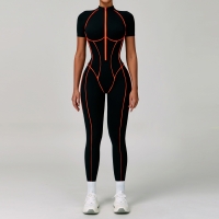 Color Block Hollow-Out Back Yoga Bodysuit 9322