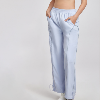 Drawstring Athletic Long Pants with Reflective Stripes and Side Pockets  DWL115083