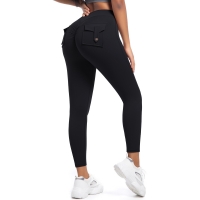 Workwear Pocket High-waisted Hip-lifting Tight Yoga Pants 6678