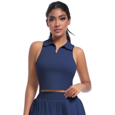 Polo-style Turn-down Collar Fitted Sports Vest 7084