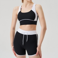 Women's High-Waisted Colorblock Open-Back Naked-Sensation Compression Yoga Set SKL-QY-B4034+K4607