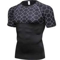 Men's Sweat - Wicking, Quick - Dry & High - Elastic Printed Fitness Short - Sleeve Shirts 4003 