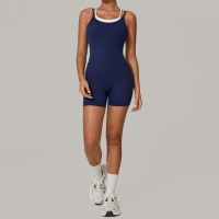 Two-Piece Look Color Block Camisole Gym Bodysuit 0627
