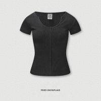 Deep U-Neck Short Sleeve Top BEN25150