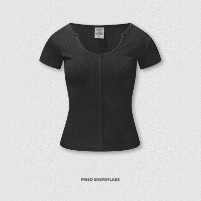 Deep U-Neck Short Sleeve Top BEN25150