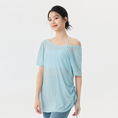 Loose  Breathable Yoga Short-Sleeve Cover-Up DWA115543