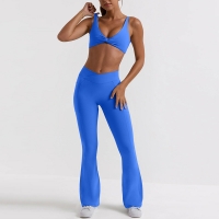 Strappy Sports Bra & High-Waisted Butt-Lifting Workout Leggings Naked-Sensation Solid Color Yoga Set SKL-QY-B3075+K3609