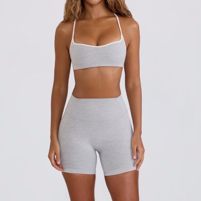 Slimming Compression Spaghetti Strap Open-Back Running Shorts Set SKL-QY-B6001+K5007
