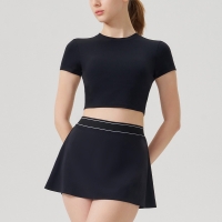 Casual Sports Bra & Anti-Sheer Tennis Skirt Set SKL-QY-T4895+K4605