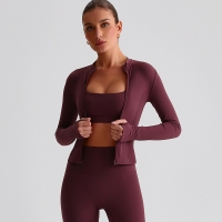 Zipper Outdoor Running Sports Yoga Jacket Long-sleeved Coat SKL-LQ2156