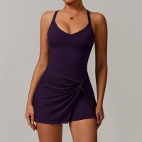 Soft Fabric Mock Two Pieces Pleated Tennis Dress 8998
