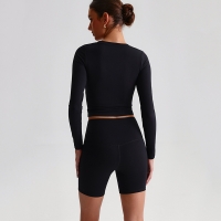 Ribbed Naked High-intensity Fitness Suits Tight Yoga Long Sleeves Top SKL-LQ2130