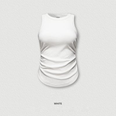 Cropped Pleated Racerback Tank Top BEN710