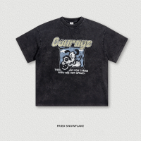 Distressed Cartoon Puppy Print Short Sleeve BE7556