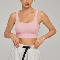 Cross-Back Mesh Breathable Fixed Cup Yoga Bra DWB115060