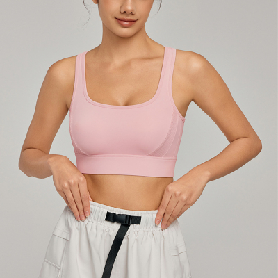  Cross-Back Mesh Breathable Fixed Cup Yoga Bra DWB115060