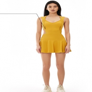 Sleeveless Cropped Tennis Skirt Dress for Running Yoga & Fitness SKL-FNK6622