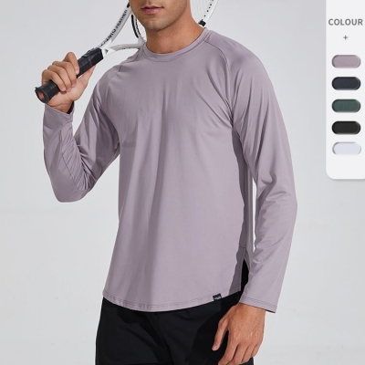 Men's Long Sleeve Round Neck Shirt - Moisture Wicking, Stretchable 895