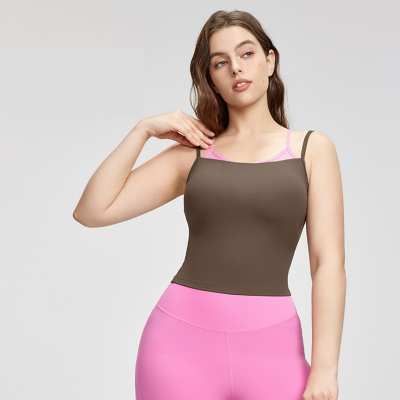 Contrast Color Fake Layered Plus Size Yoga Top DWC215156