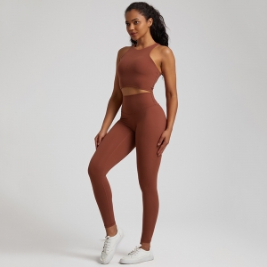 Women's Elastic Beautiful Back Yoga Set Leggings With Beautiful Back Bra SKL-LQ3332
