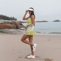 Waist Cutout Colorblock Tennis Skirt One-Piece Yoga Outfit SKL-FNK6618