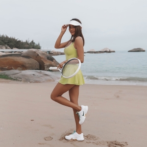 Waist Cutout Colorblock Tennis Skirt One-Piece Yoga Outfit SKL-FNK6618