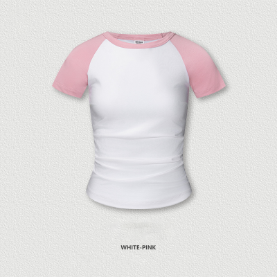 Waist-Cinching Slimming Top Color-Block Athletic Short Sleeve BEN25130