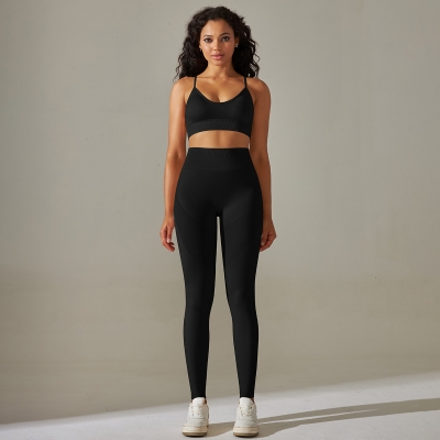  Spaghetti Straps Backless Sports Bra Set 6606